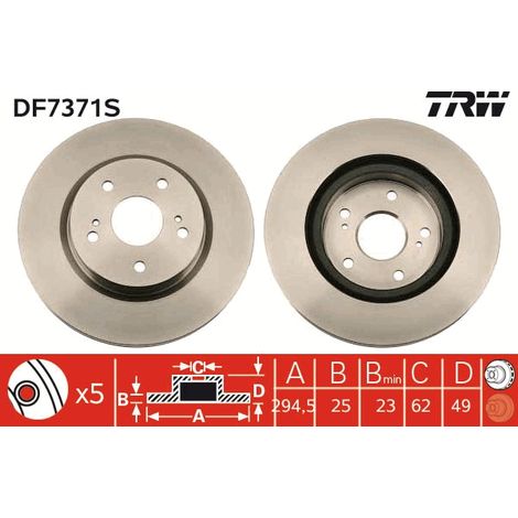 DISQUE DE FREIN AVANT DF7371S TRW (1/2)