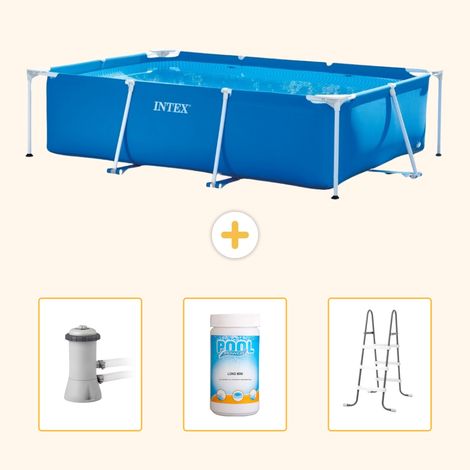 Intex – Piscine tubulaire rectangulaire 300x200x75 cm – 4 personnes – Pompe à filtre 2271 l/h – Installation rapide en 30 min – PVC renforcé
