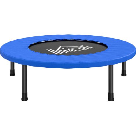Mini trampoline fitness avec pieds antidérapants, capacité 100 kg, Ø 81 x 22,5 cm, bleu et noir, idéal pour exercices cardio. (1/5)