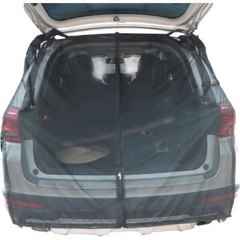 Moustiquaire magnétique pour hayon de voiture, avec fermeture éclair, pour l'extérieur, le camping-144 x 150 cm (1/4)