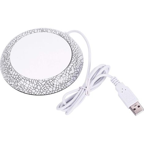 Tapis Chauffe-Tasses USB Grain de Bois Tapis Chauffe-Tasses Réchauffeurs de Boissons électriques pour Bureau à Domicile pour réchauffer et Chauffer Le café, Le thé, Le Cacao Chaud(Blanc) (1/5)