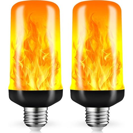 Ampoule à Flamme E27,2 Pack LED Ampoules Effet de Flamme avec Capteur de Gravité, LED Lumière Scintillante pour Halloween Intérieure/Extérieure/Bar (1/5)