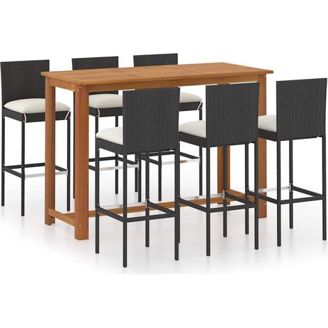Maison Exclusive - Set da Bar da Giardino 7 pz con Cuscini Nero (1/5)
