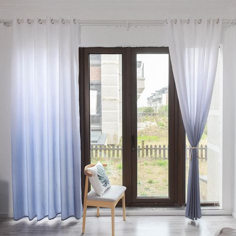 Rideaux minimalistes à motif bois dégradé, semi-occultants, pour fenêtres lumineuses et aérées, balcons, salons, chambres et bureaux. Œillets, 100 x 270 cm. (1/5)