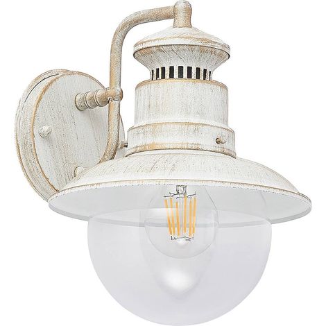 Lindby Lámpara de pared exterior 'Gwendolyn' en Blanco Metal