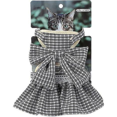 MINE Corde de traction pour chat, fournitures pour animaux de compagnie réglables, arc de fée, laisse de chat anti-arrêt, sangle de poitrine (1/5)
