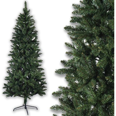 Árbol de Navidad artificial de abeto de 220 cm, hermoso y frondoso, con soporte, verde como la vida misma. (1/4)