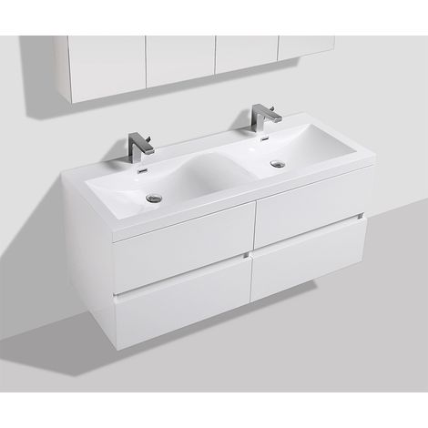 Mueble lavabo + lavabo 144cm MONTADO SIENA Blanco Lacado