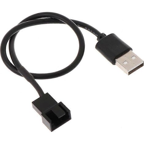 22AWG USB 2.0 A auf 3/4-Pin PWM 5V USB-Lüfter-Netzteilkabel mit Ummantelung, Schwarz