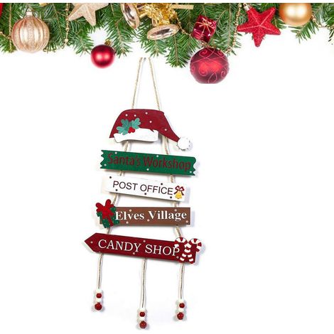 Décorations de Noël en bois pour la porte d'entrée, décorations de Noël rustiques, suspensions de Noël pour la porte d'entrée, décorations de Noël joyeuses pour portes et murs, articles de fête (1/2)