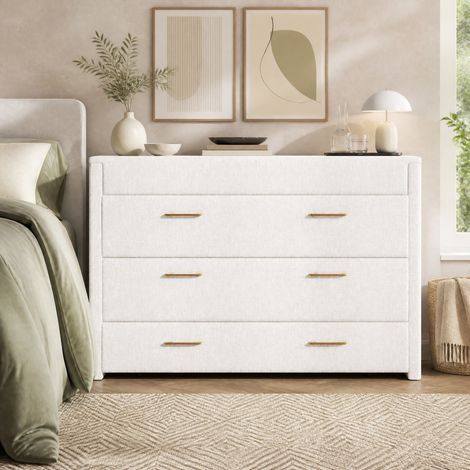 Cama armario 140x200 cm de lino beige con almacenaje, ahorra espacio -FLORAGRACE (1/5)