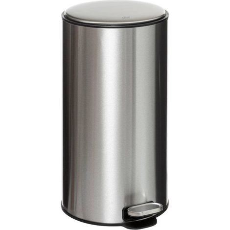 Poubelle ronde 30 Litres en Métal Gris acier - Five