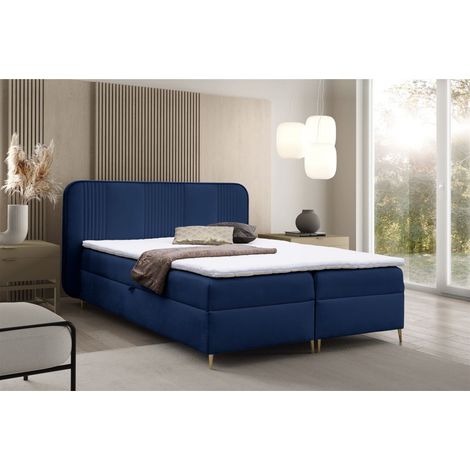 Boxspringbett Schlafzimmerbett AVERY 160x220cm Stoff Magic Velvet Blau