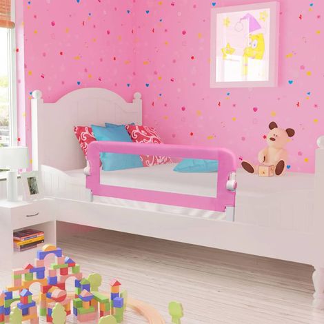 Barandilla de seguridad cama de niño poliéster rosa 120x42 cm vidaXL