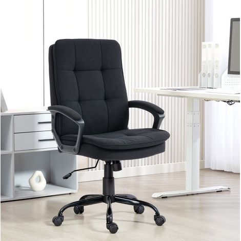 Sillón de oficina negro con acolchado doble, altura ajustable, reposabrazos y función de balanceo (1/5)