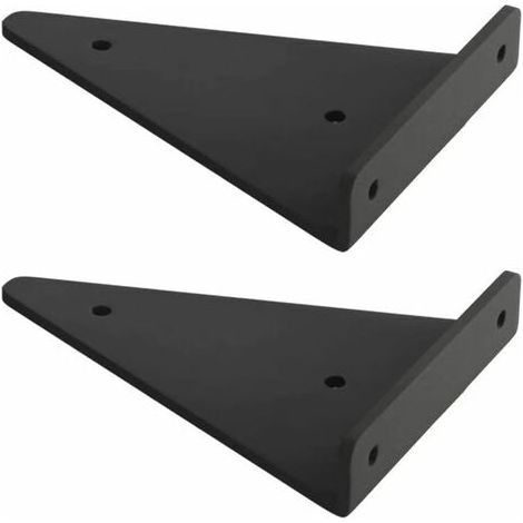 Étagère triangulaire flottante en métal, étagère murale dissimulée pour aveugle, chambre à coucher, salon, salle de bain, support décoratif bricolage, 2 pièces (28 x 17 cm/11 x 6,7 po, noir) pour sall (1/4)