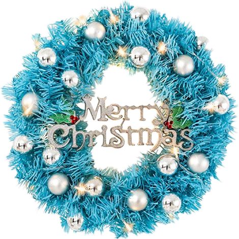 Guirlande De Noël - Couronne Artificielle Avec Lumières Led - Décoration Porte Fenêtre Intérieur Extérieur - 30 Cm - PVC - 1 Pièce
