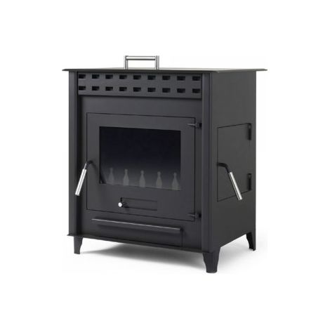 Estufa de leña pequeña modelo C 12.6 Kw  Chimenea rustica de leña  Estufa de leña clásica con horno y doble puerta. (1/5)