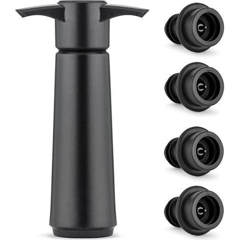 4 bouchons à vide pour bouteille de vin, pompe sous vide manuelle, accessoire vin réutilisable, conservation jusqu'à 7 jours (1/5)
