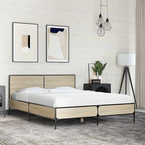 vidaXL Cadre de lit sans matelas chêne sonoma 140x190 cm (1/5)