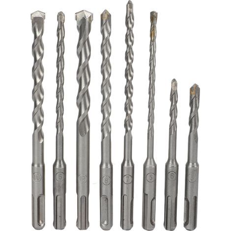 Kit d'outils de perçage pour béton, 8 pièces, foret à marteau, pointe en carbure, 2 cannelures (1/5)