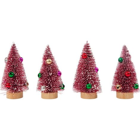 Set mit 4 Mini-Weihnachtsbäumen (pulverbeschichtet) fürs Büro. Set mit 4 Weihnachtsschildern. Kleine Weihnachtsbäume. Dekoration. Elegantes Schild. (1/5)