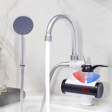 Grifo eléctrico de 3300 W con ducha y calentamiento continuo para la cocina (1/5)
