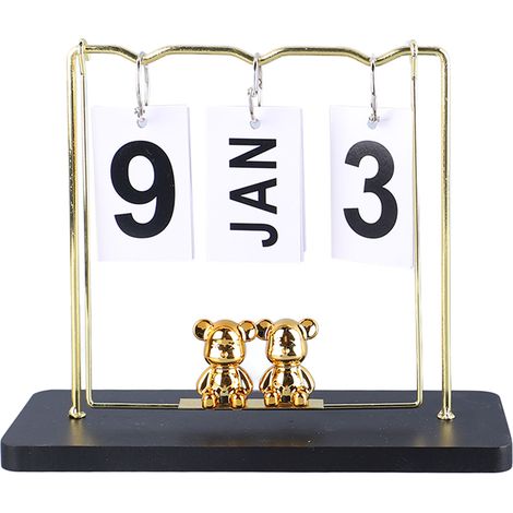 Calendrier Perpétuel à Pivot Bois et Métal - Calendrier de Bureau Réutilisable, Design Moderne pour Bureau et Chambre (1/5)