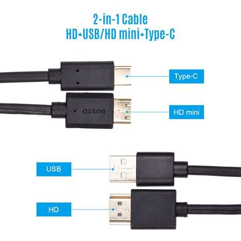 Câble BOSTO 2-en-1 pour moniteur de tablette de dessin graphique 13HD/16HD/16HDK/16HDT/BT-16HD/BT-16HDK/BT-16HDT (1/5)