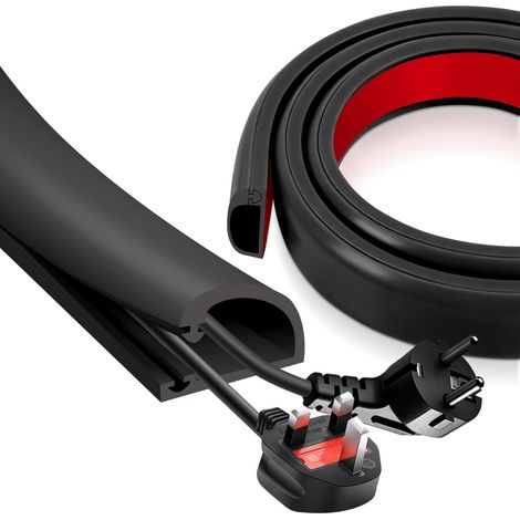 Goulotte Passe Cable Mural 1M, 27mm Silicone, Cache-Fil, Black (1/5)
