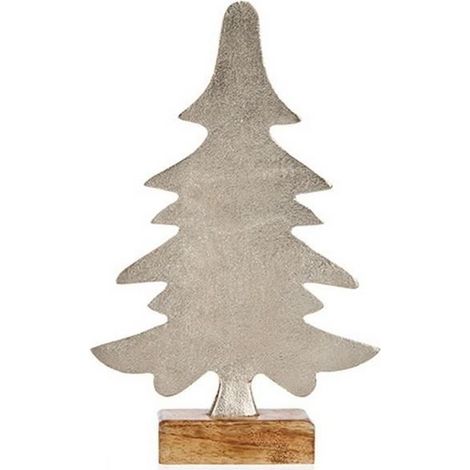 Dekoratives Objekt - Weihnachtsbaum - Versilbert - 6 x 25,5 x 16 cm - Für Weihnachten