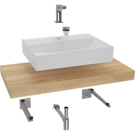 Naturel Set da bagno SAT con mobile Dolce 100x8x50 cm imitazione rovere halifax