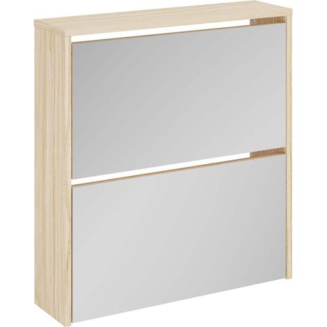 Maison Exclusive - Scarpiera con 2 Ripiani e Specchio Colore Rovere 63x17x67 cm