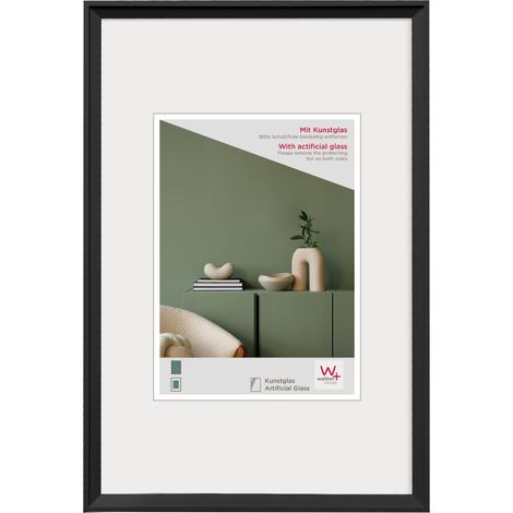 Cadre Photo en Plastique avec Verre Synthétique, Noir, 10 x 15 cm (1/4)
