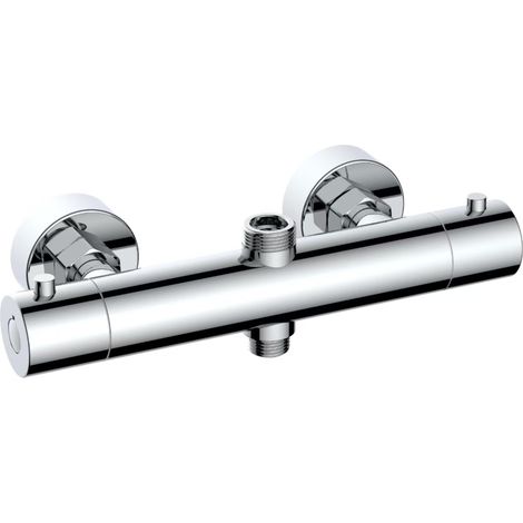 Mezclador termostático de ducha T33, cromado, con dos salidas, latón macizo, dispositivo anti-escaldaduras, control de temperatura, diseño contemporáneo, 10 años de garantía (1/5)