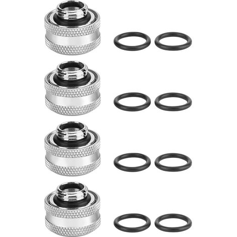 4 Pièces / Lot Raccords de Compression pour Tube Rigide en Acrylique OD 16mm, Argenté, Montage Refroidissement à Eau (1/5)