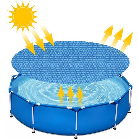 Film d'isolation pour piscine en plein air Film à bulles d'air PE film solaire rond toile anti-poussière extérieure - diamètre 2.4m, bleu, 1pc (1/4)