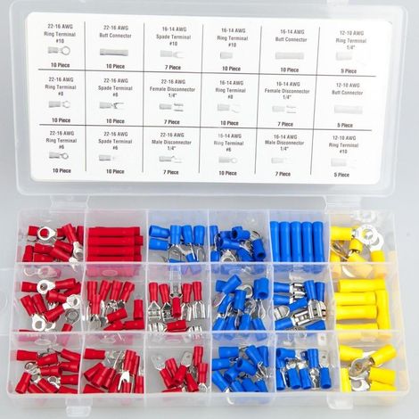 Assortimento terminali elettrici universale 150 pezzi isolati