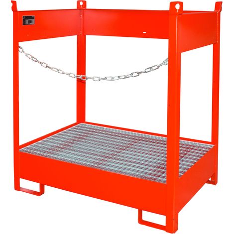 Bauer Fass-Stapelpalette FSP-2, seitlich offen, Feuerrot
