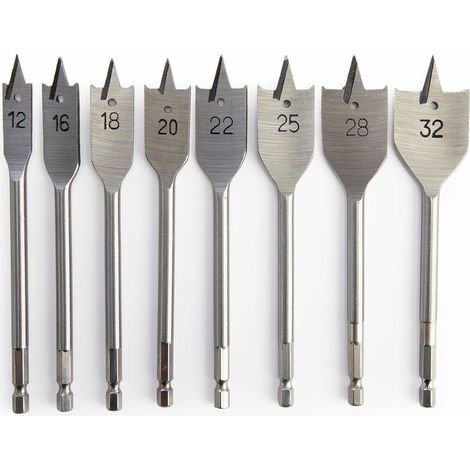 DeWalt DT4842 Flat Wood Spade Bit Set 8 Piece 12, 16, 18, 20, 22, 25, 28 32mm (1/2)