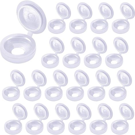 200pcs (Blanc) Capuchons de Vis à Charnière, Cache Vis Bouchon Plastique Couvercles à Vis Rabattables Cache Trou pour Décoration de Maisons, Armoires et Armoires de Meubles
