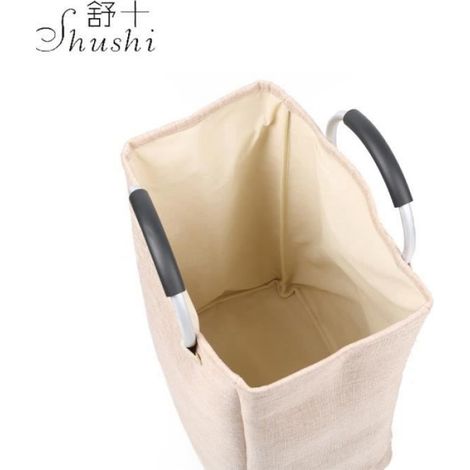 Panier à Linge Pliable Sac a Linge Pliage Grande Capacité Corbeilles à Linge 34x31x58cm avec deux poignées en aluminium Jaune (1/4)