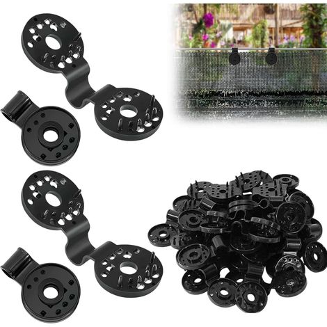 Attache Brise Vue - 50 Pièces - Plastique Noir - Clip Œillet Renforcé - Pour Filet Ombrage Jardin (1/5)