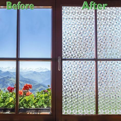Sichtschutzfolie für Fenster, 3D-Vintage-Diamantmuster, 45 x 200 cm, selbstklebend, UV-beständig, dekorativ für Zuhause, Schlafzimmer, Büro, Küche und Badezimmer (1/4)
