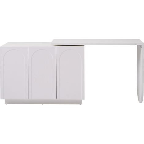 Bureau d'angle L pivotant 110 cm, bureau ordinateur, blanc coiffeuse (1/5)