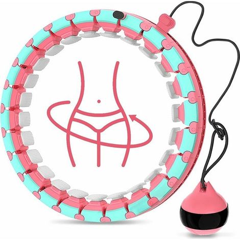 Adulte Fitness Hula Hoop, Nouveau 24 Noeuds 55-125cm Fitness Cerceau Réglable et Amovible, Cerceau avec Boule de Poids, Cerceau pour Filles Femmes Fitness Minceur (1/5)