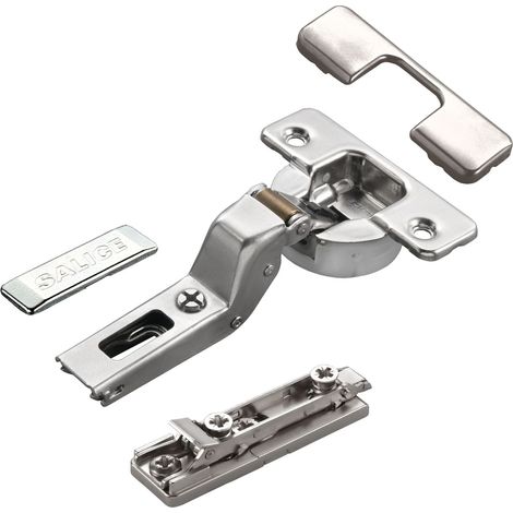 2 x Salice Topfband Serie 700 mit Dämpfer im Topf 110° Bohrbild T45 Innenanschlag mit Linear-Montageplatte Höhe 6 mm mit Euroschrauben, Exzenterverstellung, Abdeckkappenset Topfscharnier von SOTECH (1/5)
