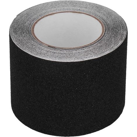 Bande adhésive de marquage de sécurité antidérapante, noire, pour sols, murs et tuyaux. (1/5)