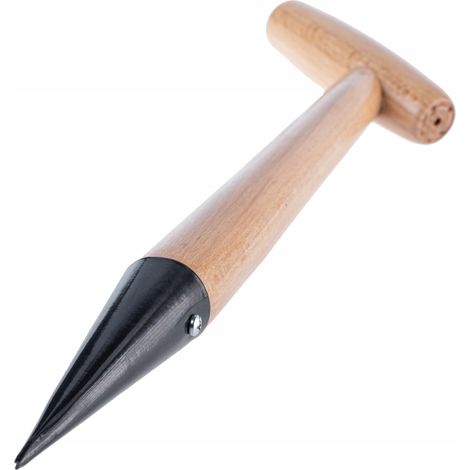 KADAX Support de plantation en métal avec poignée confortable en bois, plante à bulbes ou oignons, pelle à planter (L: 39 cm, poignée en T noir) (1/5)