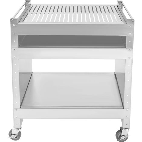Chariot de Grill en Acier Inoxydable, Étagères Réglables, 4 Roues Bloquables, Design Spacieux (1/2)